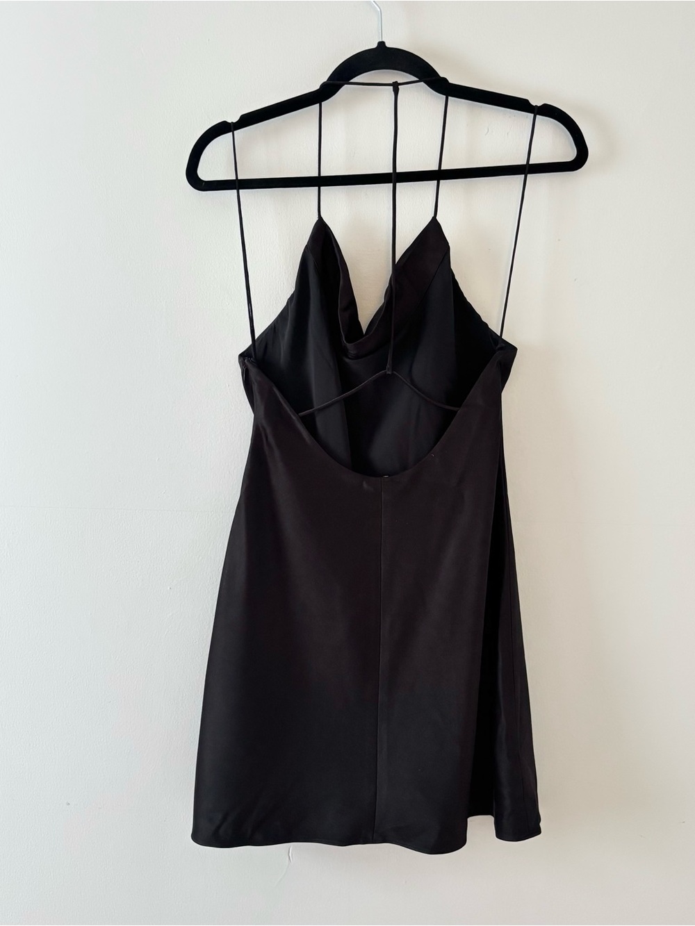 Alice + Olivia Harmony Mini Slip Dress Cowl Neck Sleeveless Lined Formal Black - Picture 6 of 8
